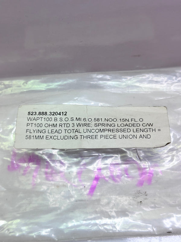 PT100 RTD Sensor 6mm x 581mm 3 wire 523.888.320412