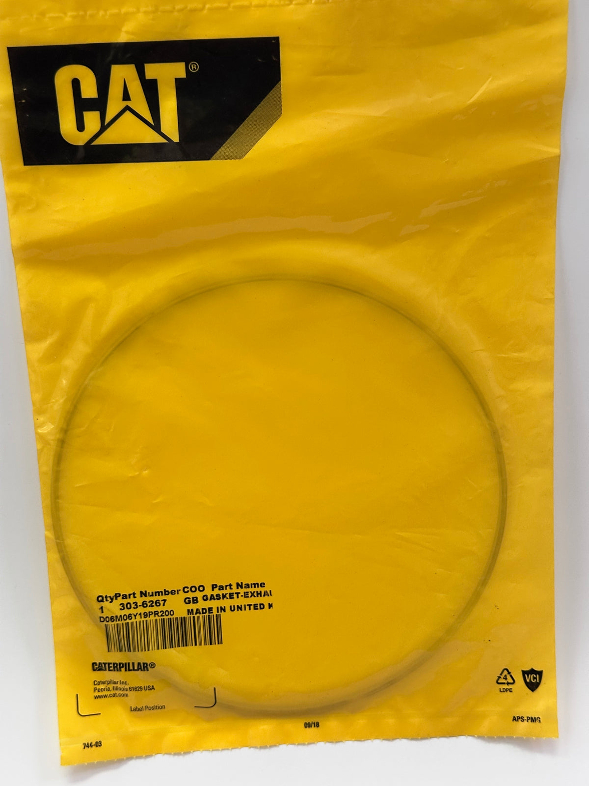 CAT 303-6267 Turbocharger Exhaust Gasket