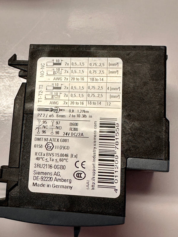 SIEMENS 3RU2116-0GB0 Overload Relay