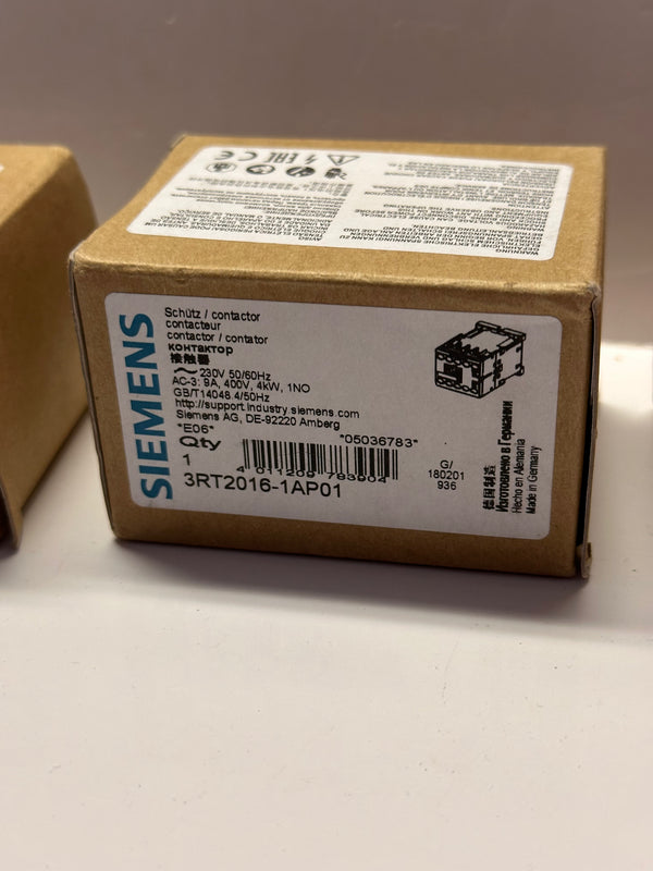 Siemens 3RT2016-1AP01 Power Contactor 9A, 400V