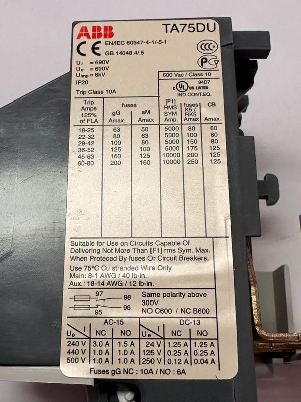 ABB 1SAZ321301R1005 Thermal Overload Relay (TA75DU63V1000)