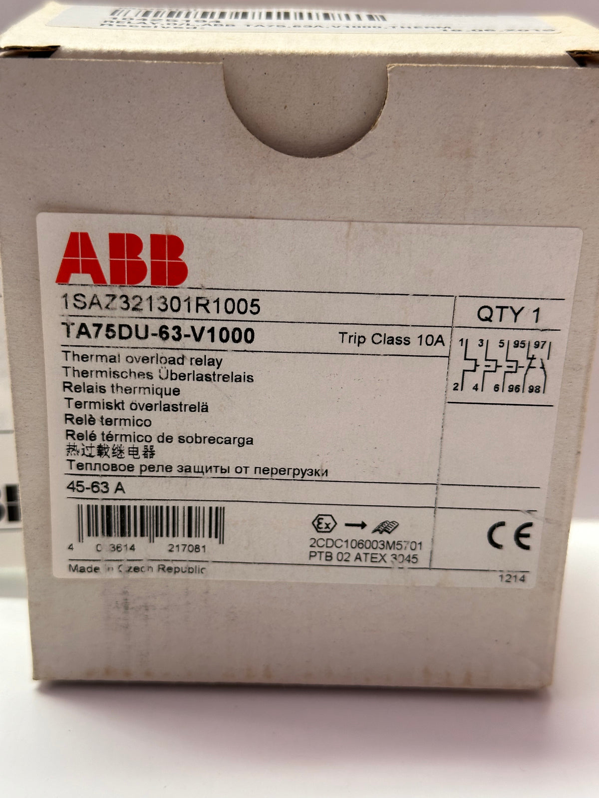 ABB 1SAZ321301R1005 Thermal Overload Relay (TA75DU63V1000)