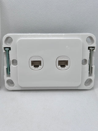 Clipsal 2032VRJA5-WE 2 Gang Vertical Mount RJ45 CAT 5 Socket Outlet