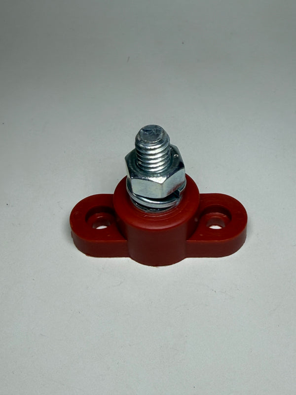 JB3816RD 250A Single Insulated Terminal Stud, 3/8 - 10mm - RED