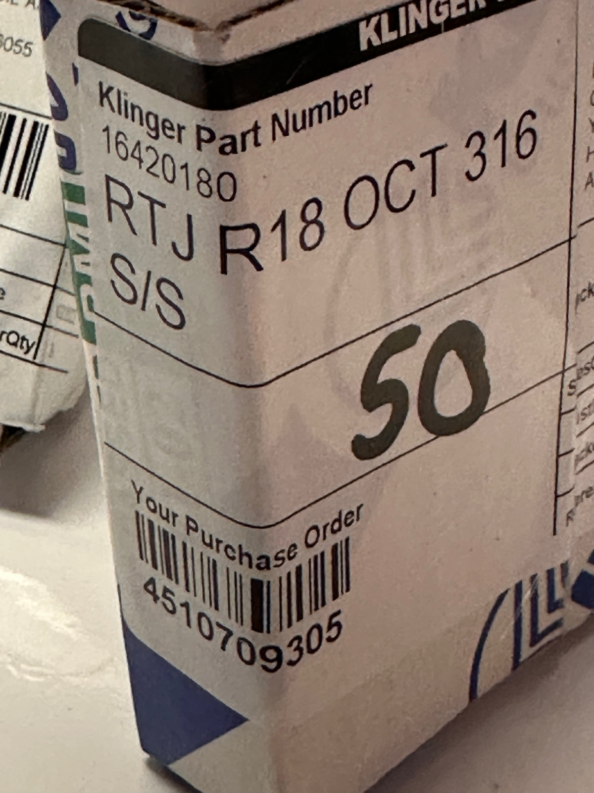 Klinger RTJ R18 Ring Joint Gasket — Verify Profile and Grade