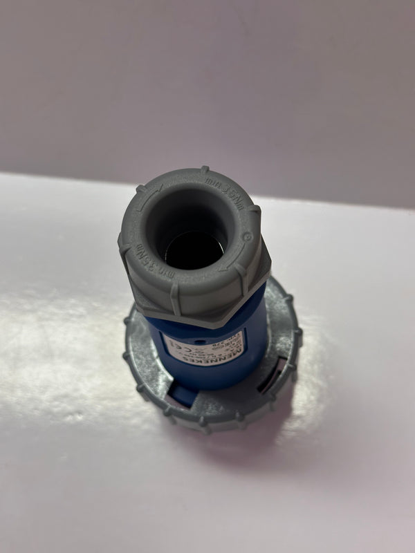 Mennekes 16A AM-TOP IP67 Blue Cable Mount 3Ph Industrial Plug, 230V