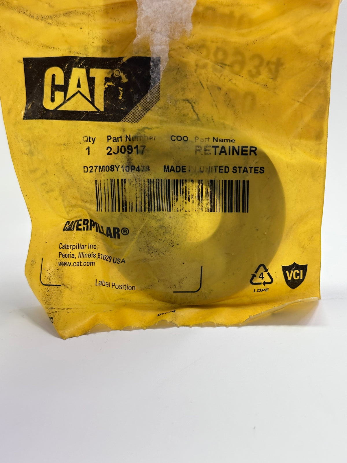 Caterpillar CAT 2J-0917 Hydraulic Oil Filter Valve Spring Retainer