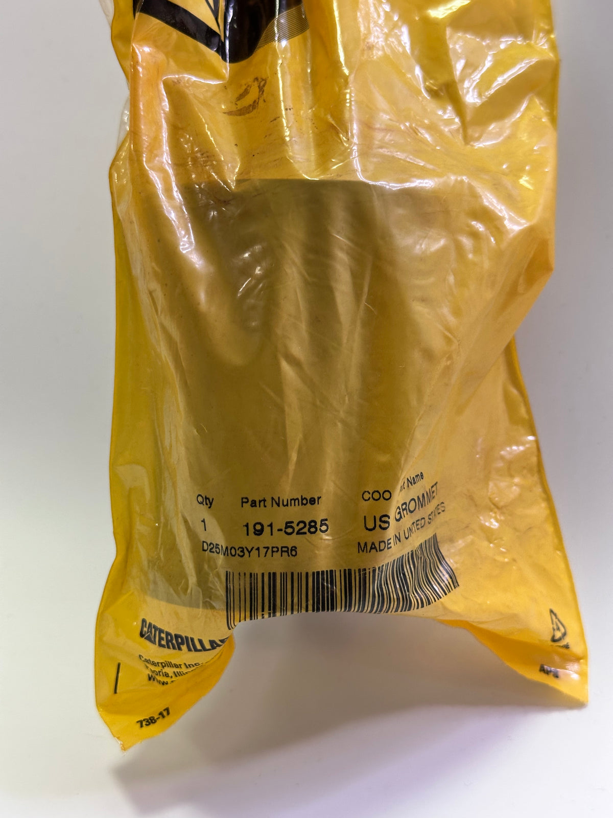 Caterpillar CAT 191-5285 Dual-Flange Rubber Grommet — 52 mm ID