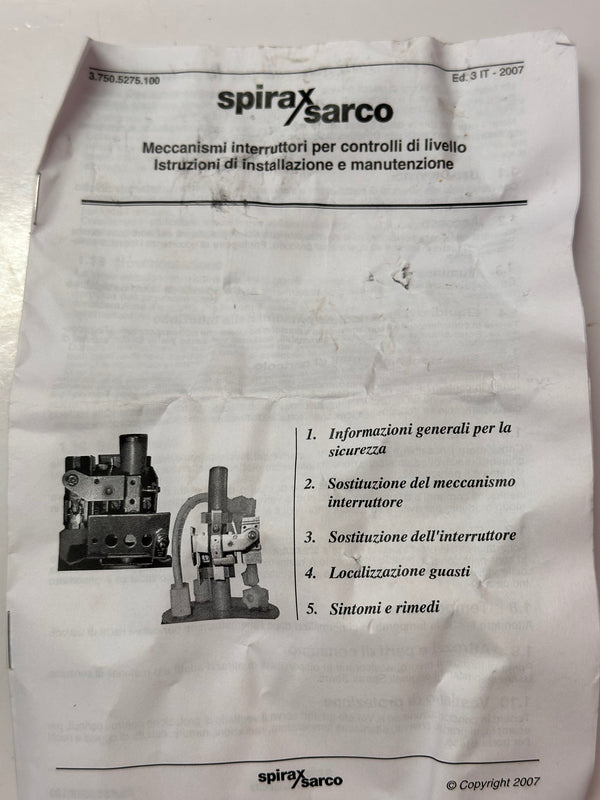 SPIRAX SARCO Replacement Switch Mechanism