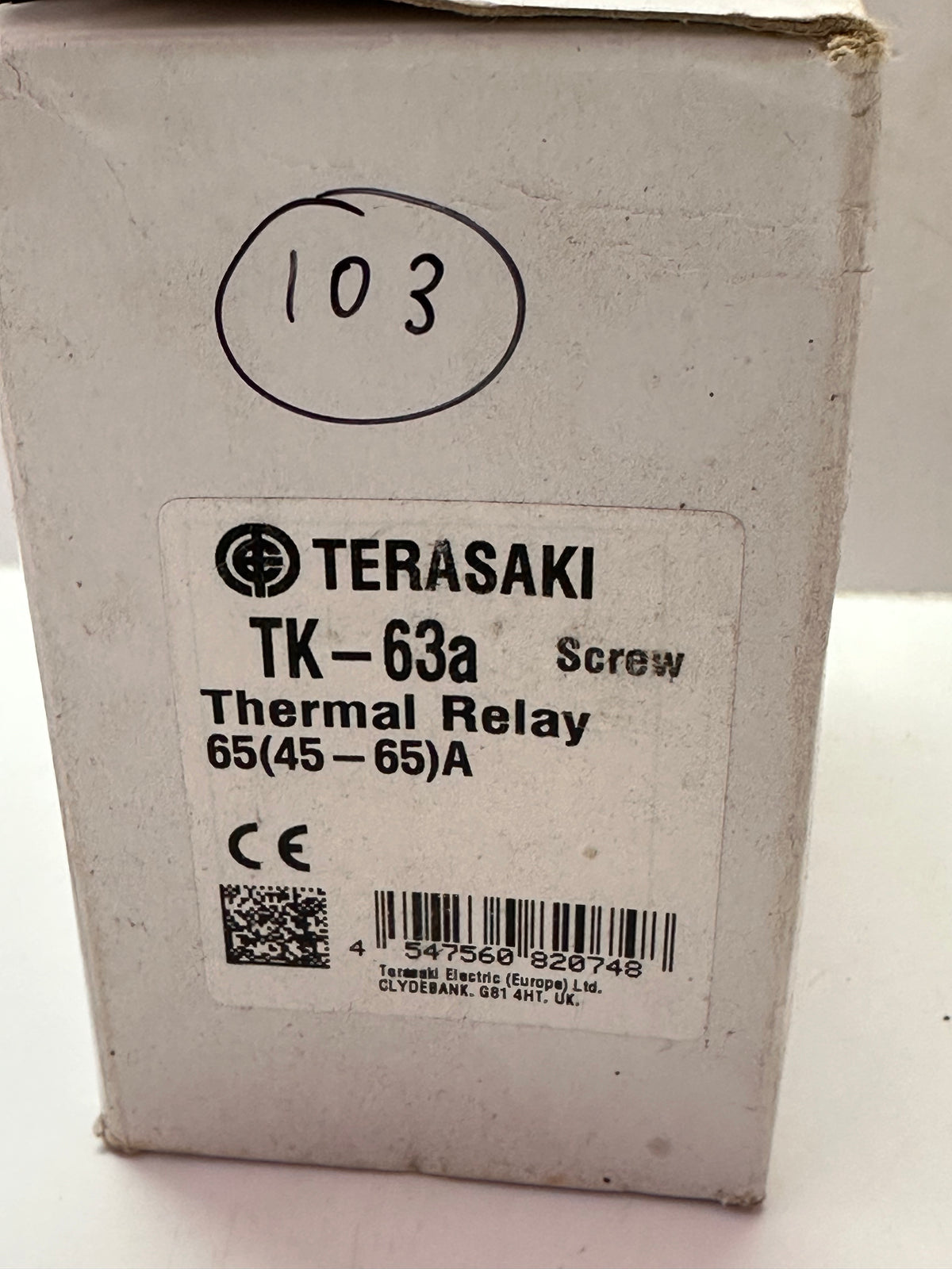 Terasaki TK-63a Thermal Overload Relay 45-65A — 820748