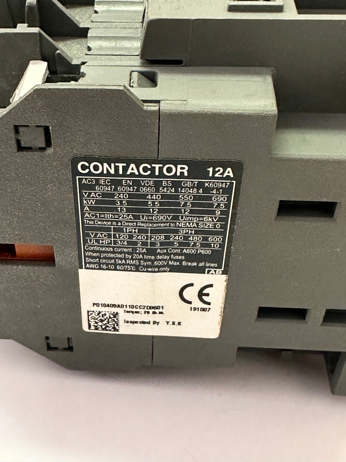 Terasaki TC-12b 3-Pole Contactor — 110 VAC, 813771