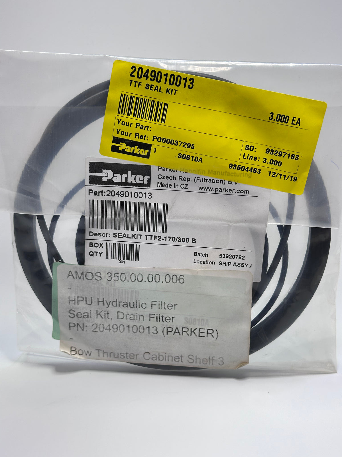 Parker 2049010013 TTF2-170/300B Hydraulic Filter Seal Kit