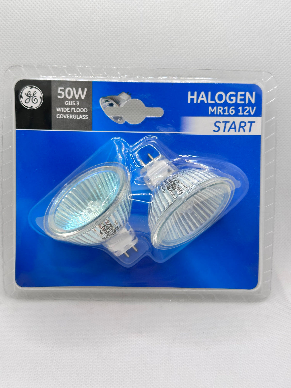 GE 64868 MR16 12V 50W Halogen Globe, GU5.3, 55° Wide Flood