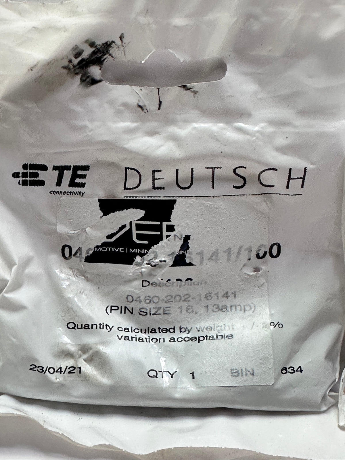 Deutsch 0460-202-16141 Size 16 Nickel Pins, Bag of 100