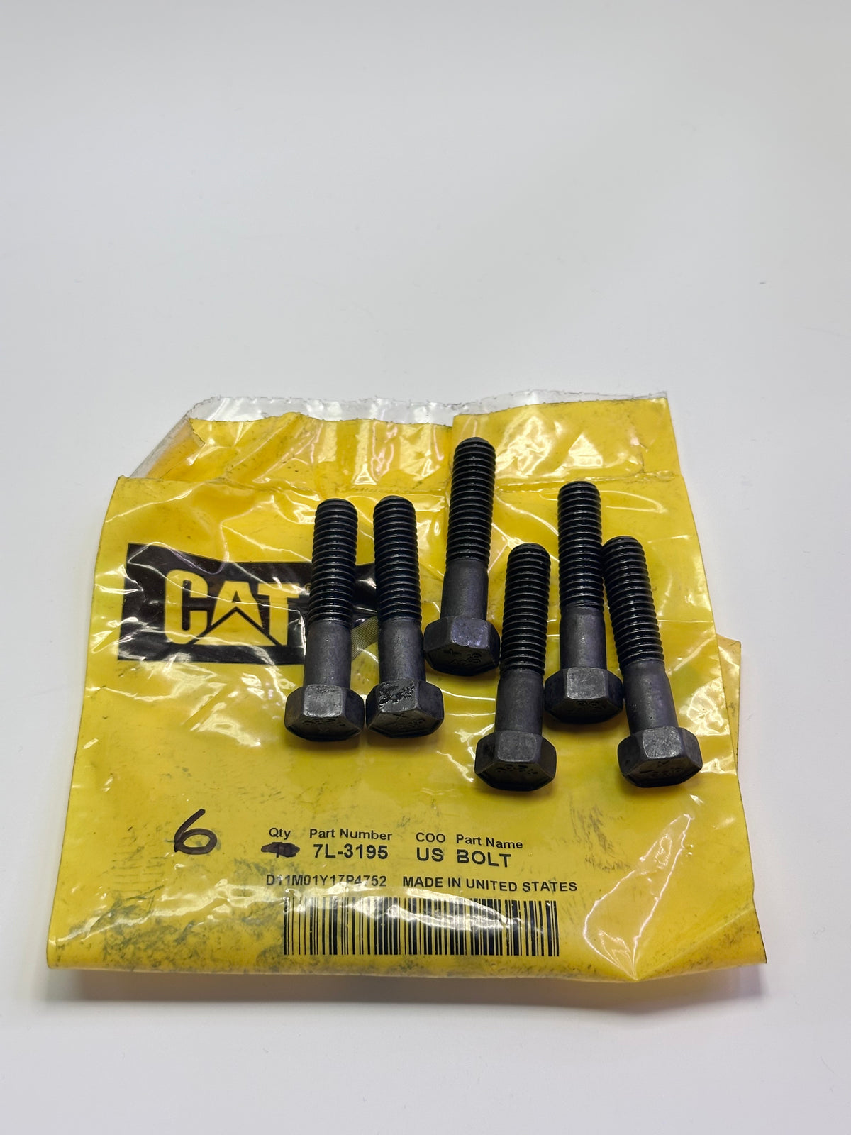 CAT 7L-3195 Stainless Steel Hex Head Bolts – 3/8-16 × 1 3/4", Bag of 6