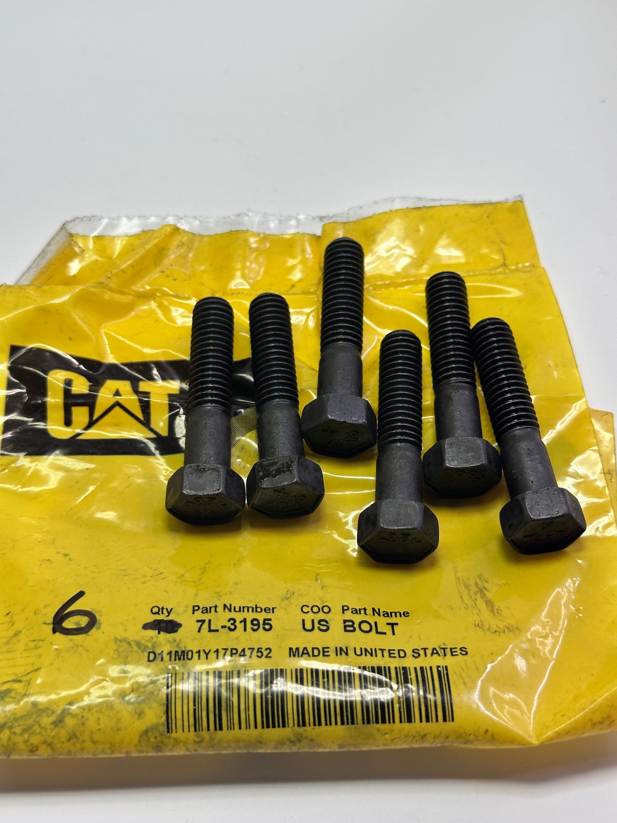 CAT 7L-3195 Stainless Steel Hex Head Bolts – 3/8-16 × 1 3/4", Bag of 6