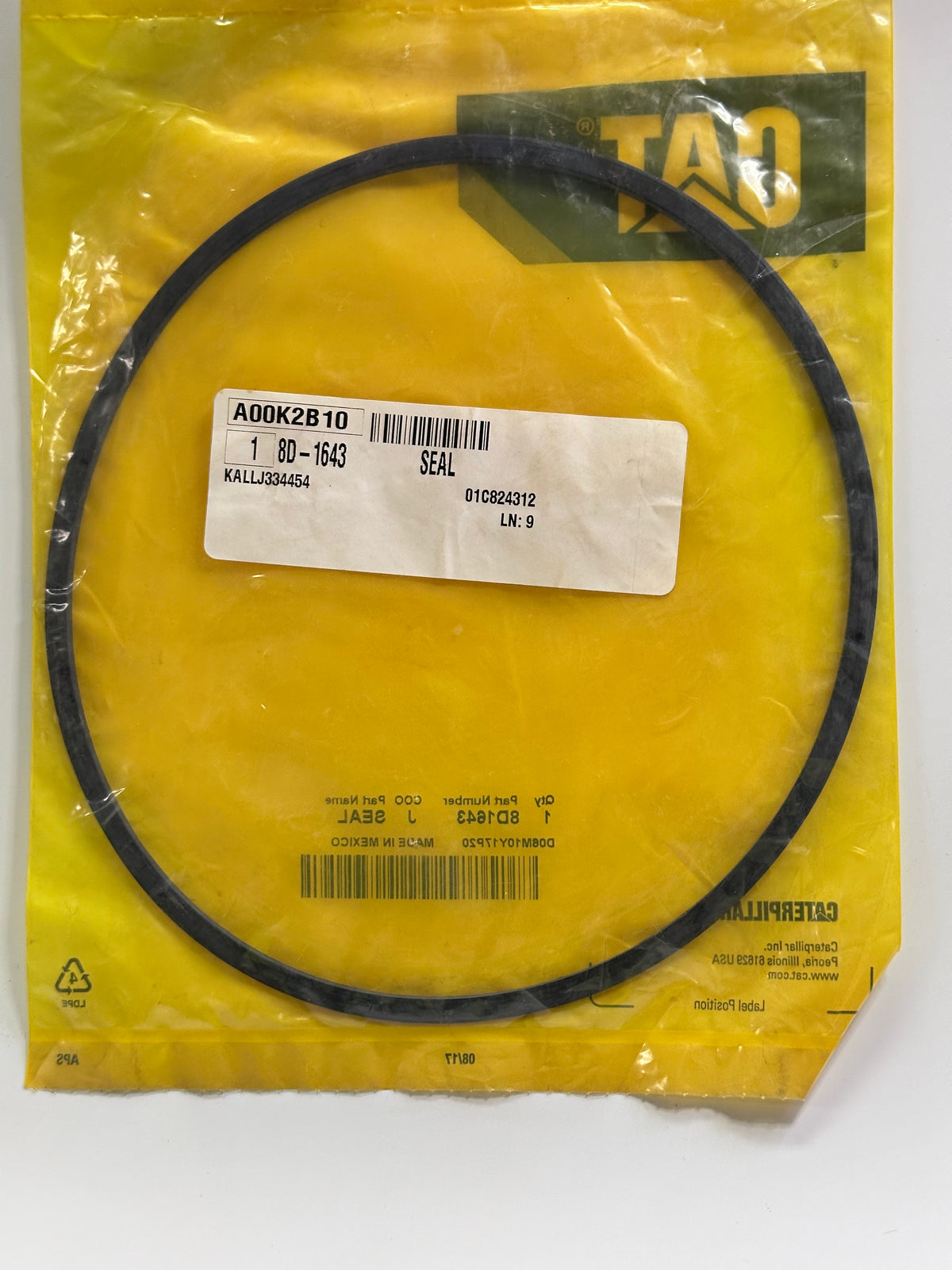 CAT 8D-1643 NBR D-Ring Seal, 169.5 mm ID