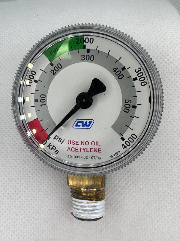 Cigweld 301627 Pressure Gauge, Acetylene 4000kPa