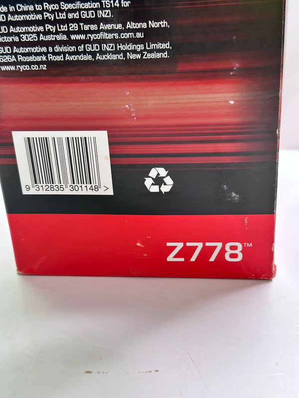 Z778 Ryco Oil/Lube Filter 15613-89105
