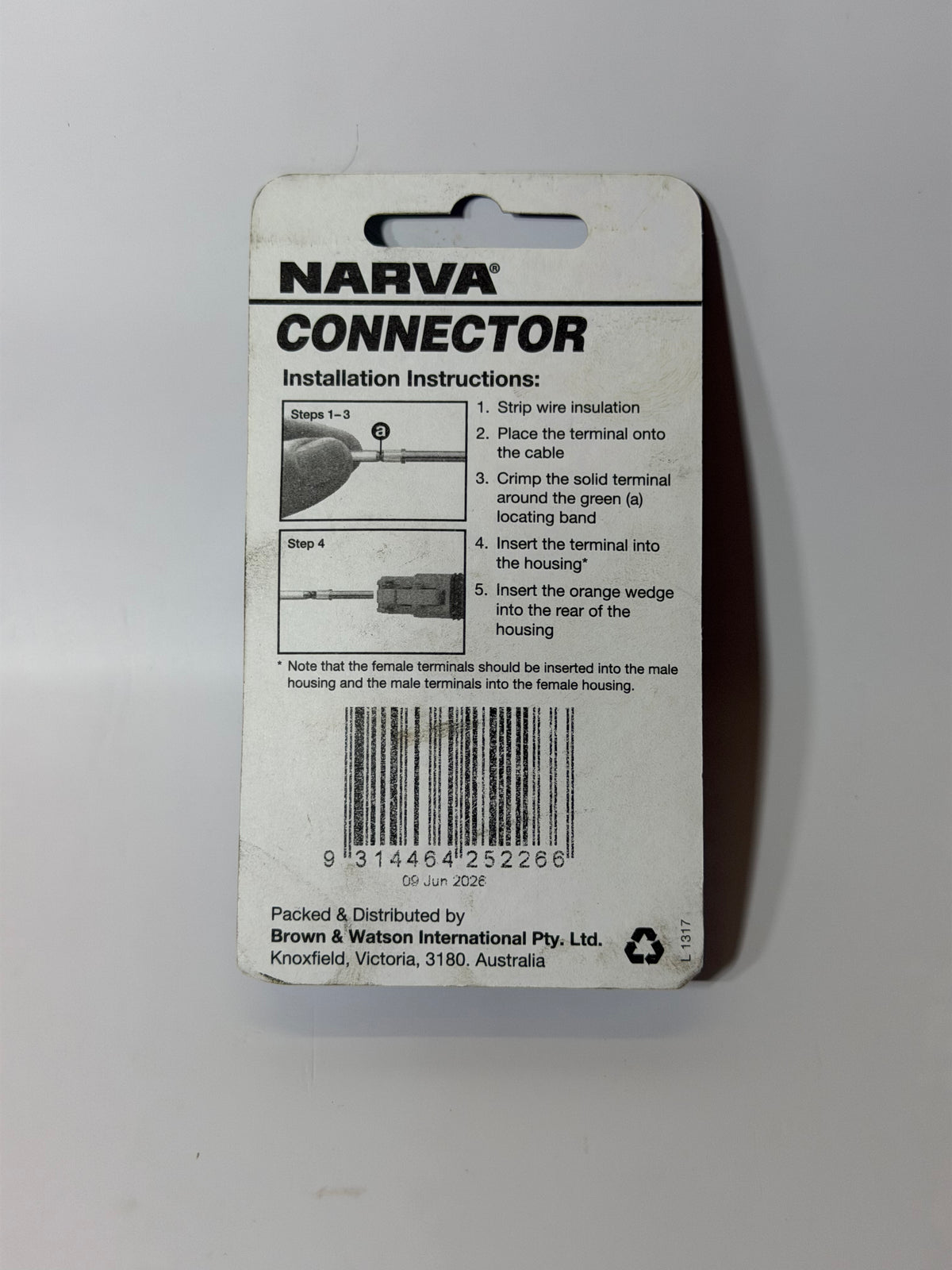 Narva 5731BL 2-Way DTP Deutsch Connector Kit - Male & Female Pair