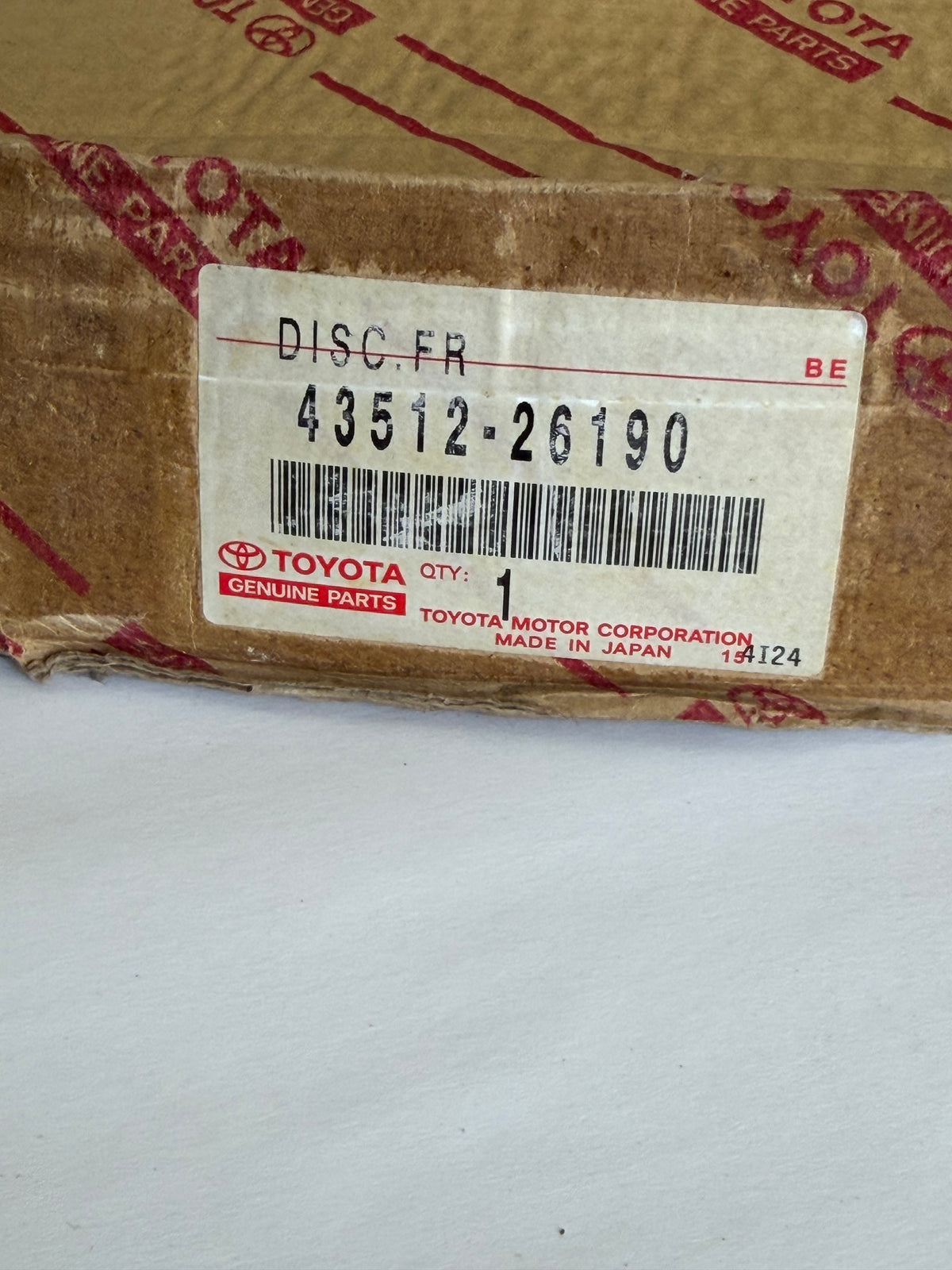 Toyota 43512-26190 Genuine Front Brake Rotor