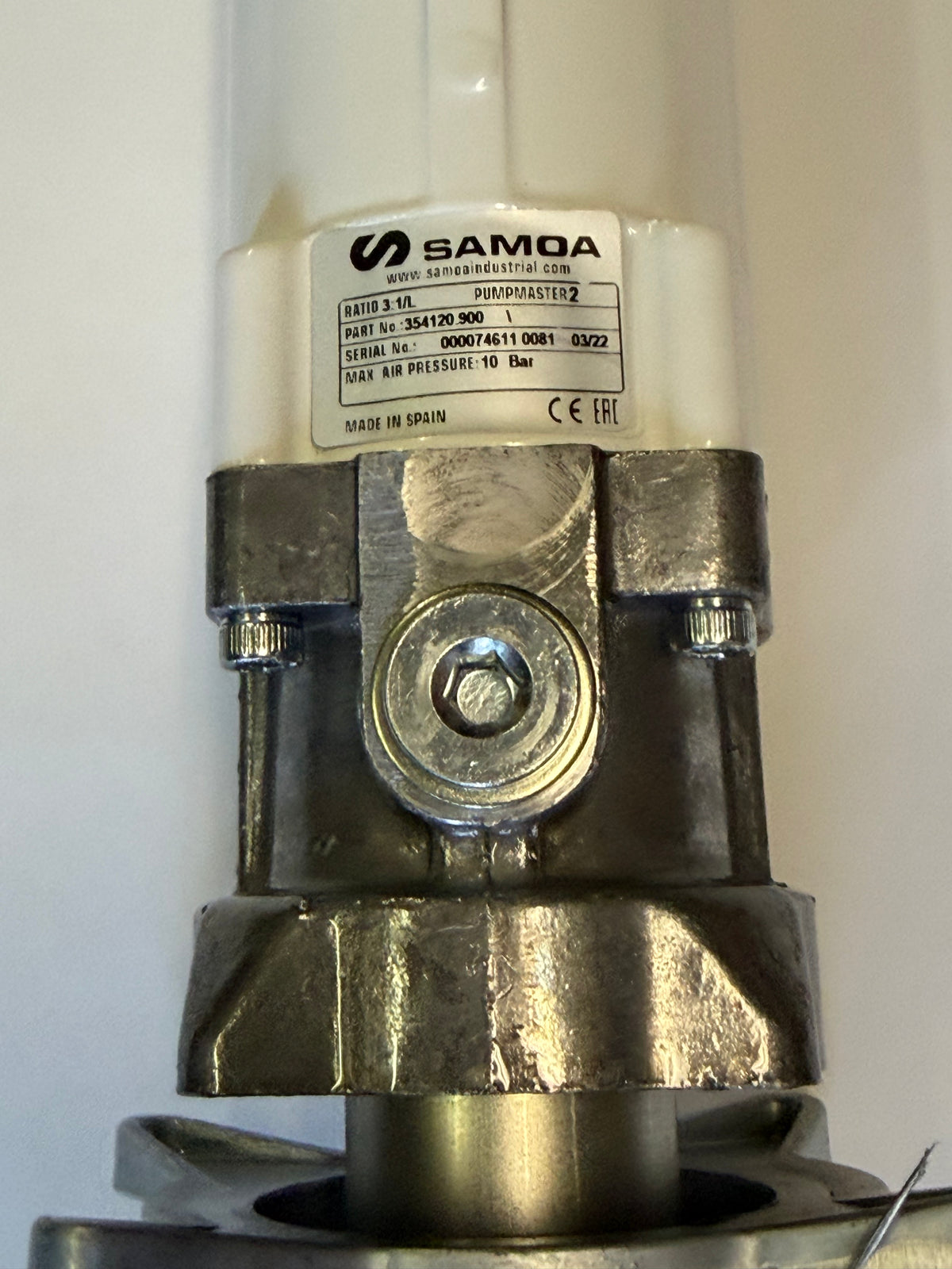 SAMOA 354120 900 PumpMaster 2 3:1 Ration Air Operated Oil Transfer Drum Pump
