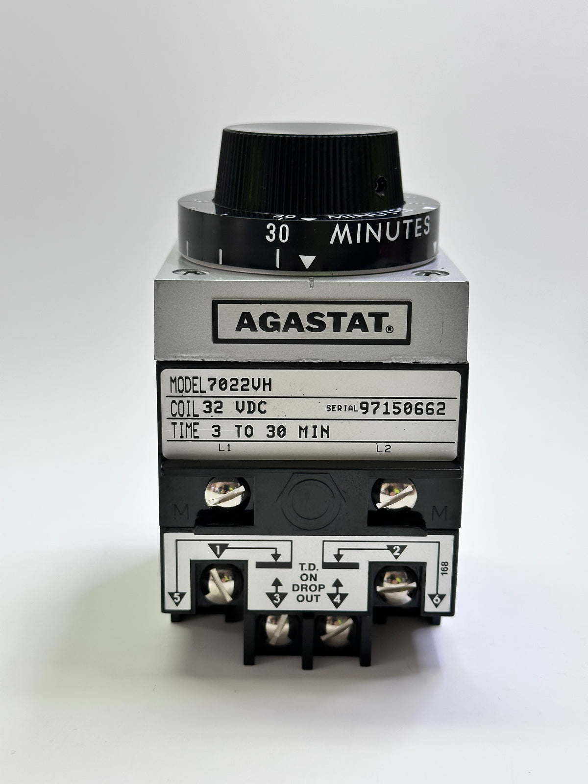 Agastat 7022VH Off-Delay Timing Relay, 2PDT, 3–30 Minutes