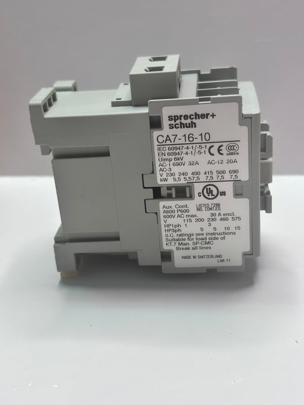 Sprecher+ Schuh CA7-16-10 Contactor 240V50/277V60
