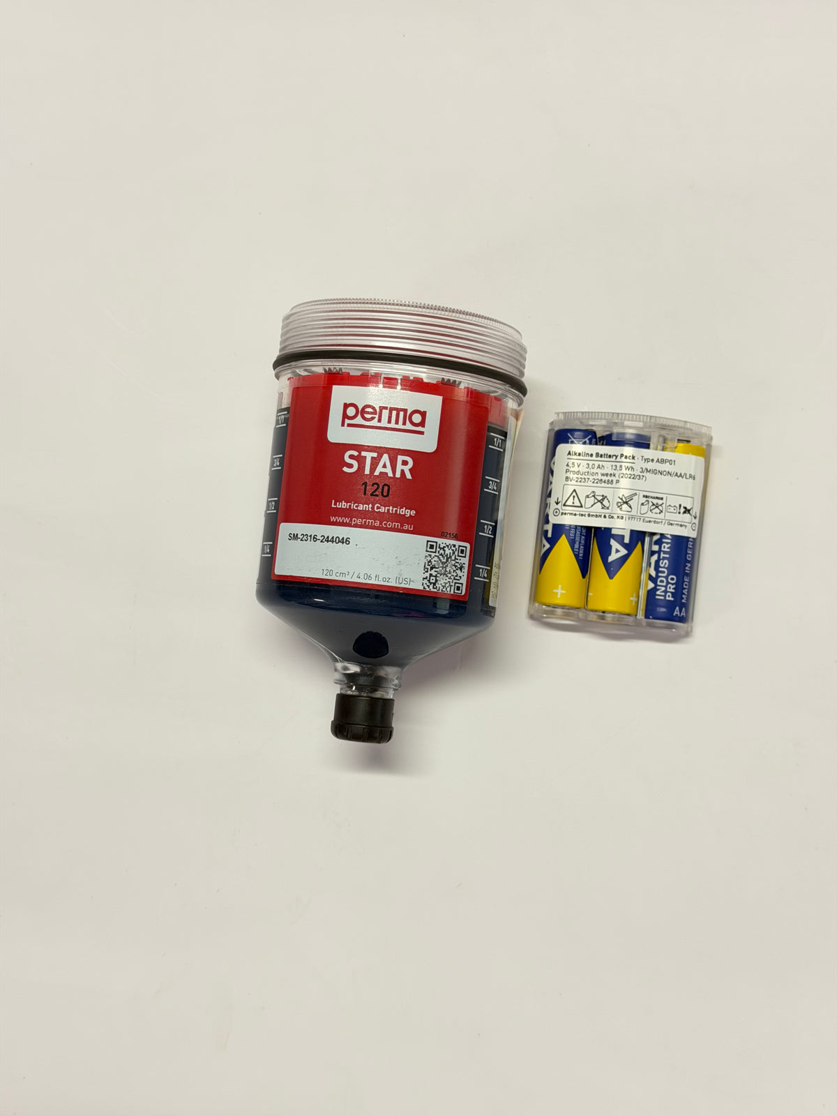 Perma Star Vario PSF941 Lubricator Cartridge 120cc with Battery Pack - Mobil Polyrex EM Grease (MPN: PSF941SVM120LC)