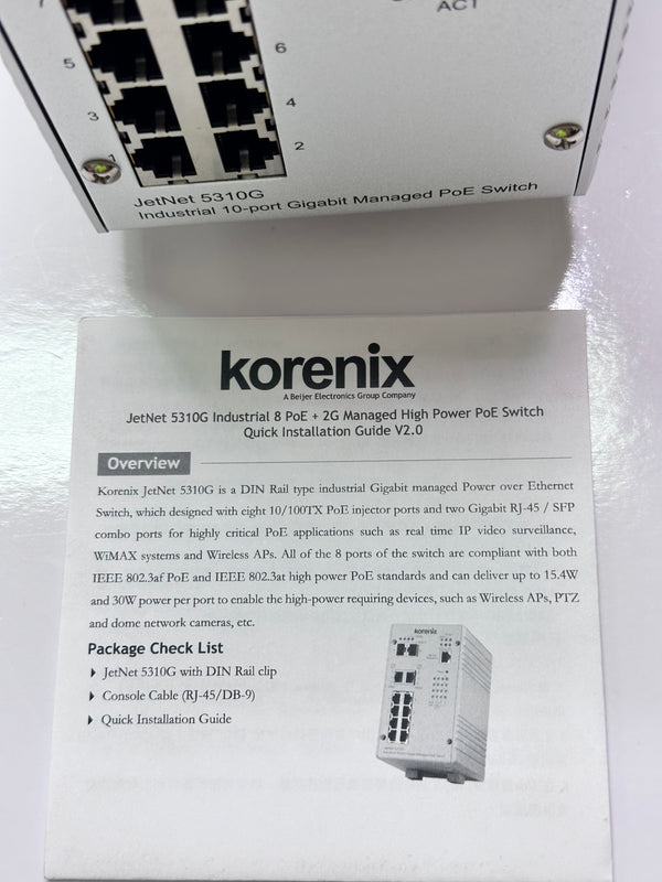 Korenix JetNet 5310G Industrial 10 Port PoE Switch