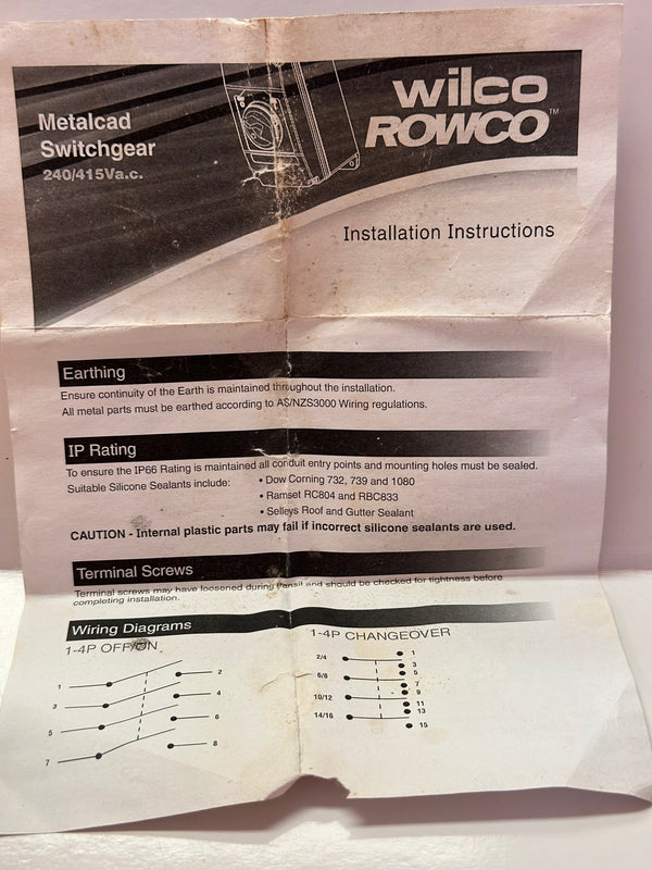 WilcoROWCO WMS120 ON/OFF Switch, 1P, 20A