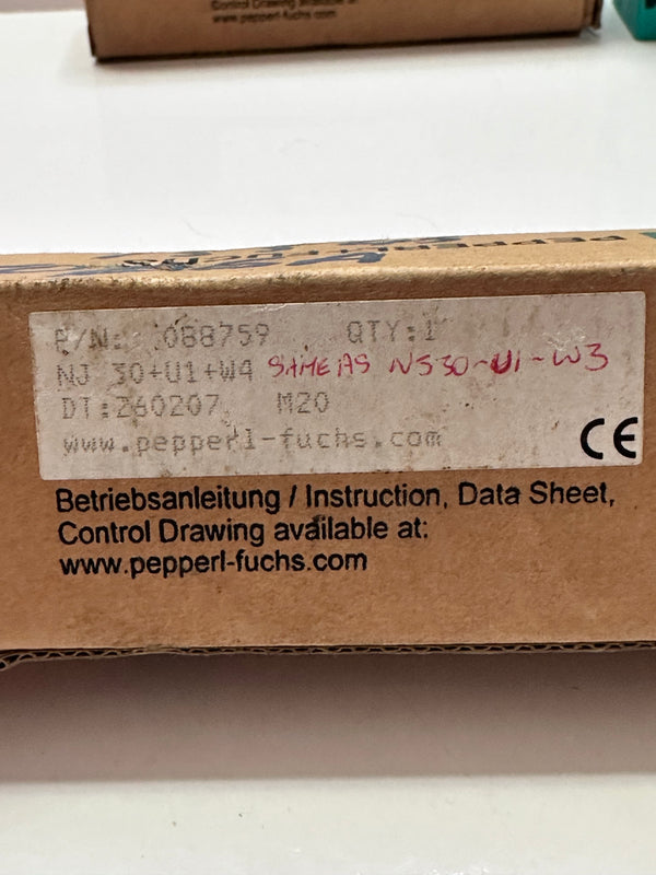 Pepperl + Fuchs NJ30+U1+W4 Inductive Sensor 088759