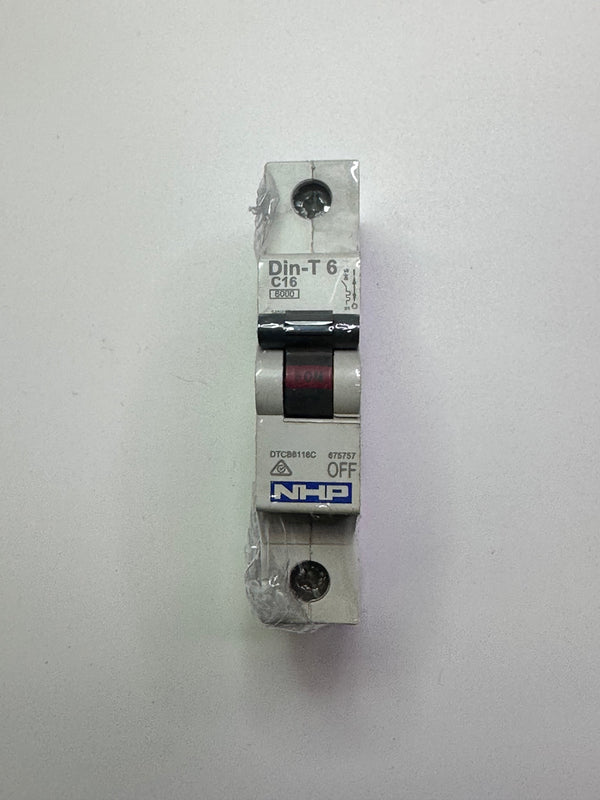 Din-T Miniature Circuit Breaker 6kV 1 Pole 16A C Curve DTCB6116C