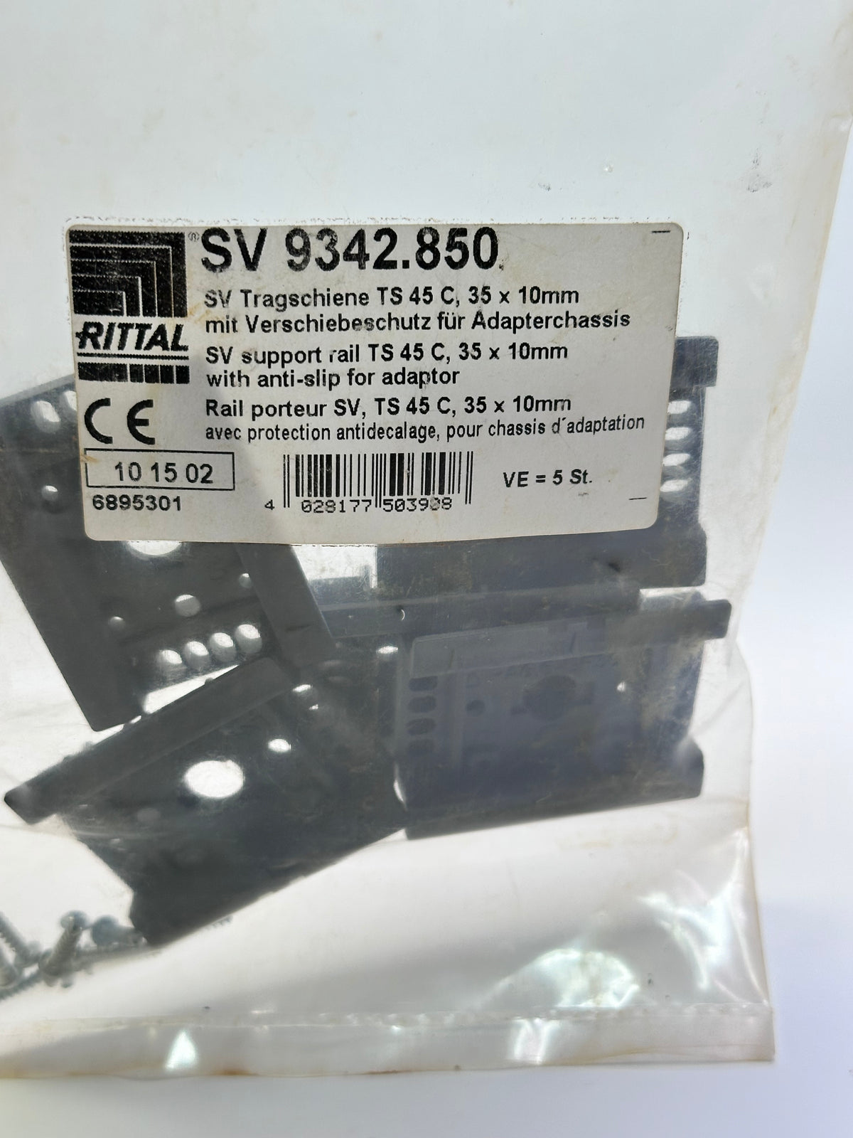 Rittal SV 9342850 TS 45C Support Rail for OM Adaptors — Bag of 5