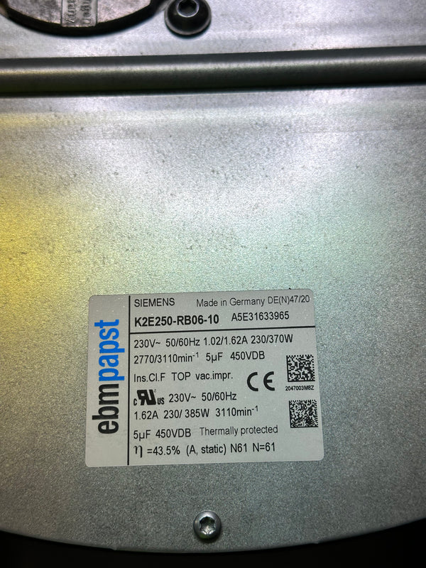 Siemens 6SY70001AB67 Fan Replacement Part for K2E250