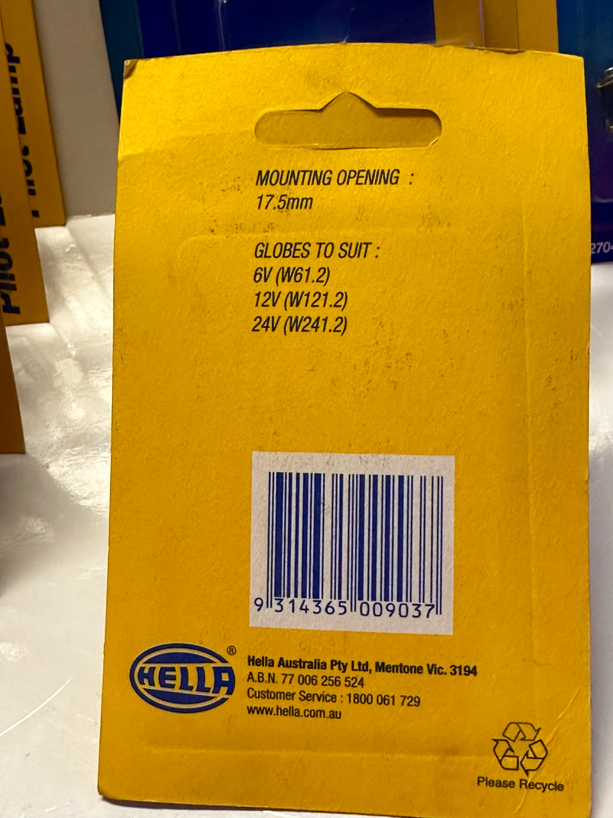Hella 2704 Amber Pilot Lamp — 17.5mm Mounting