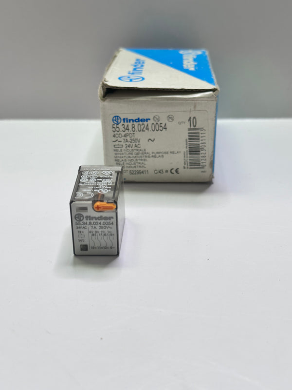 Finder 55.34.8.024.0054 Plug In Relay, 24V, 4PDT