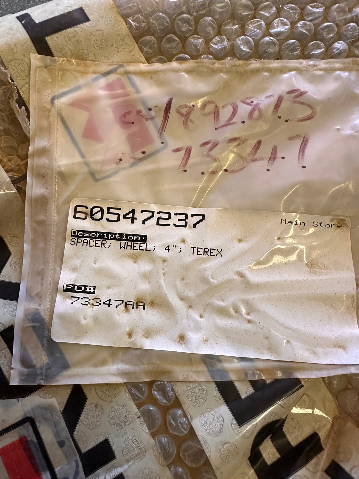 Terex 4"x20" Spider Wheel Spacer, Crinkle