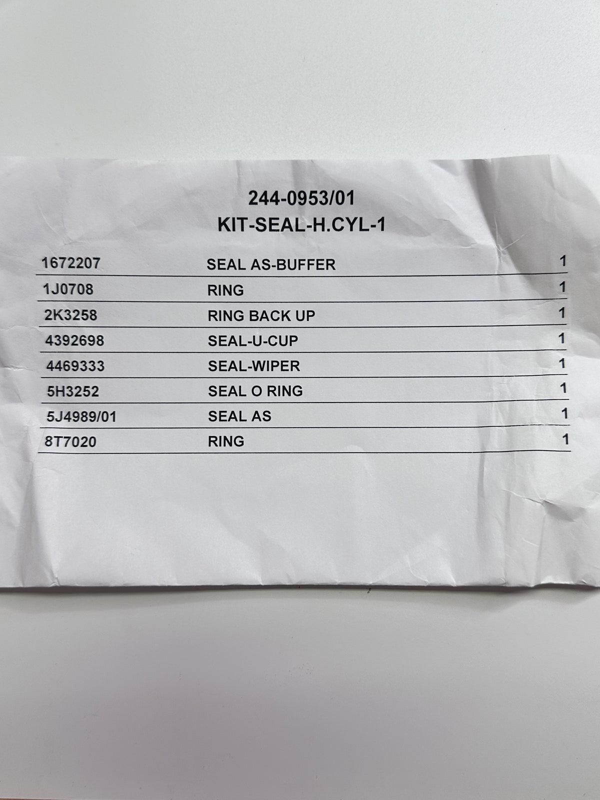 CAT 244-0953 Hydraulic Cylinder Seal Kit — Standard Size