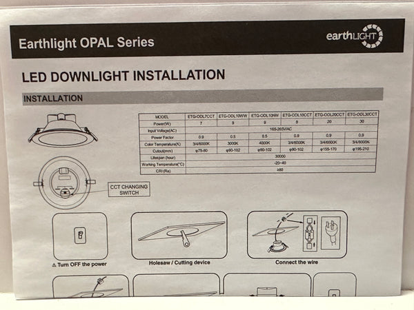 ETG-ODL20CCT 20W Opal LED Downlight