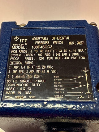 ITT 160P46CC3 160P Series, NEMA 4 & 13 Differential Pressure Switch