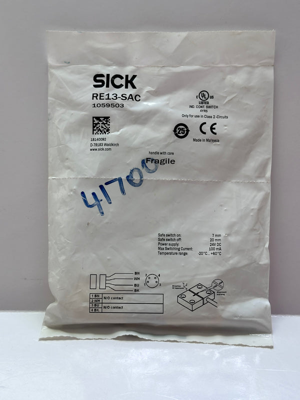 SICK RE13 Series Magnetic Non-Contract Safety Switch, 30V DC, Plastic, 2NO, M8 1059503