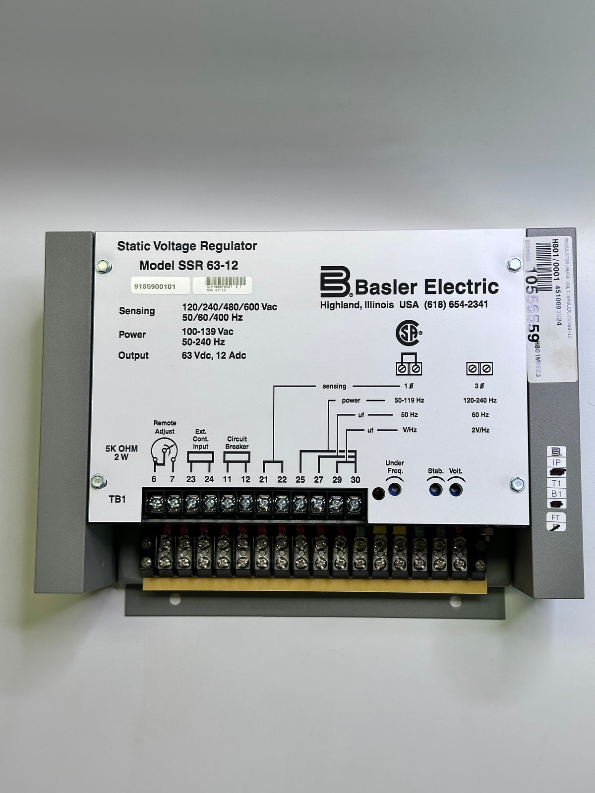 Basler Electric SSR 63-12 Static Voltage Regulator