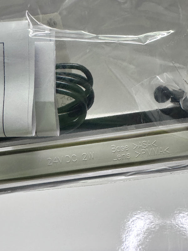 Hella 95907375 24V LED Warning Lamp, Clear Lens, Wide Rim Strip, Flush Mount, RED 2XD 959.073-752