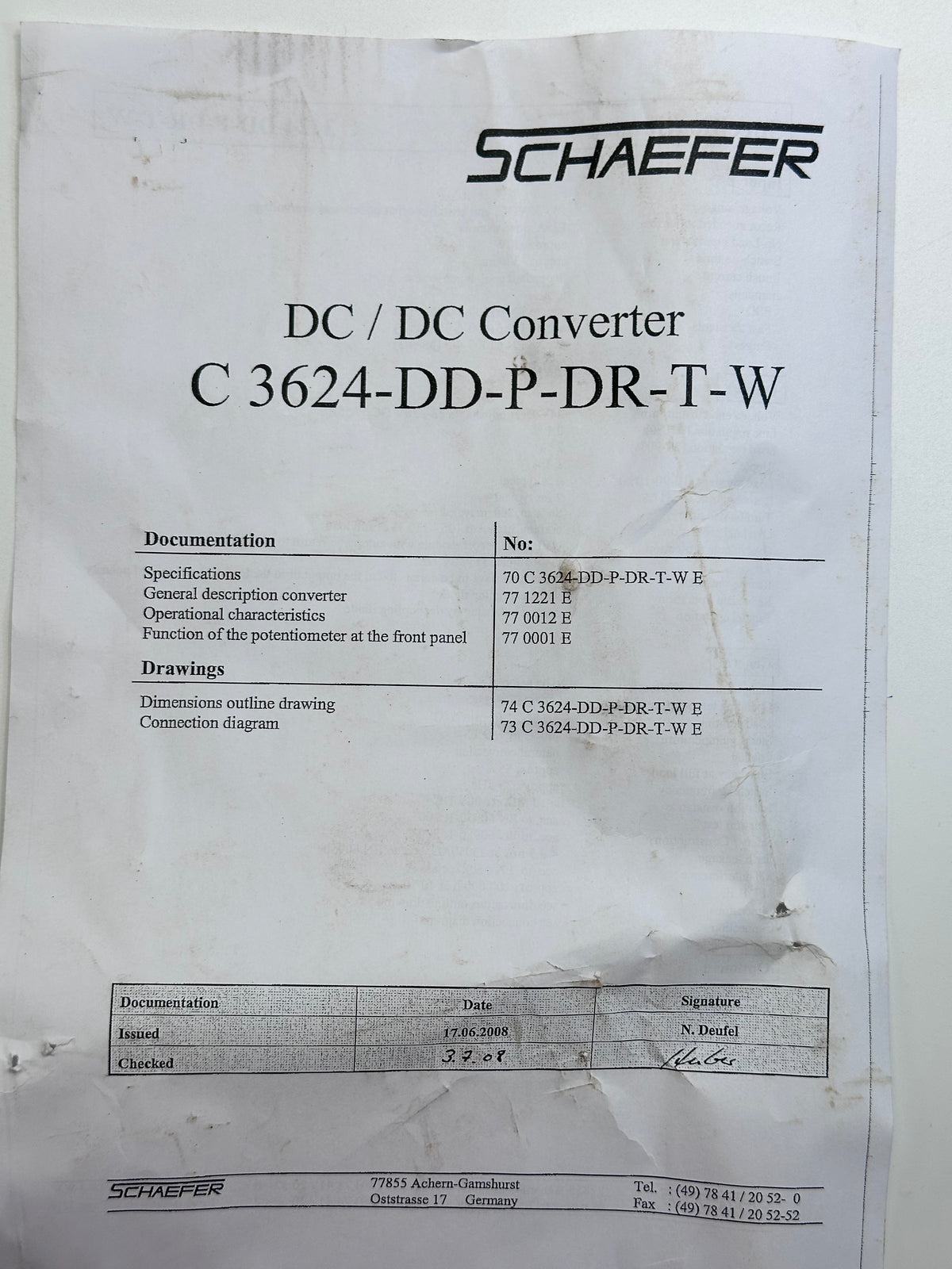 Schaefer C3624-DD-P-DR-T-W DC/DC Converter, 24 V 55 A Output