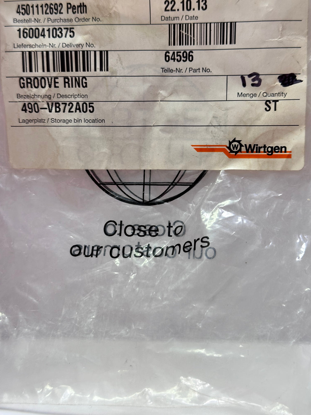 Wirtgen Group 64596 Groove Ring, Pack of 13