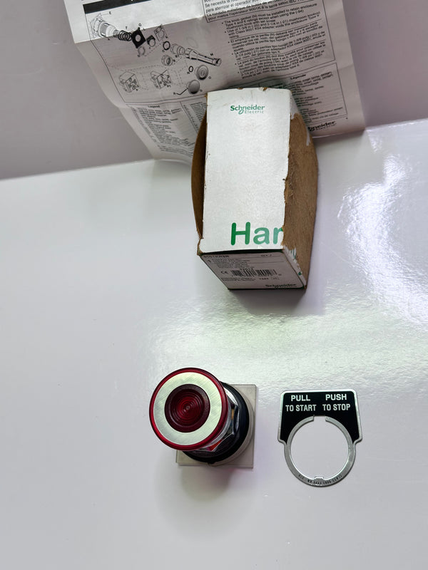 9001KR9R Head for push button, Harmony 9001K, metal, mushroom 41mm, red, 30mm, 2 positions, push pull