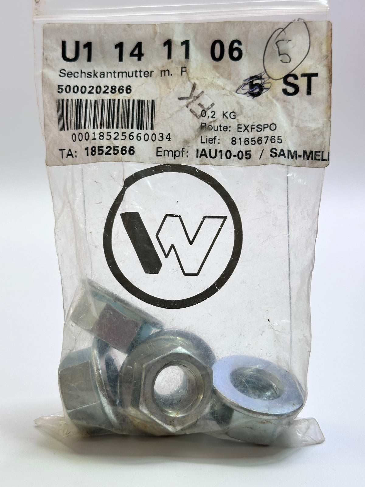 Wacker Neuson 5000202866 Hex Nuts — Bag of 5