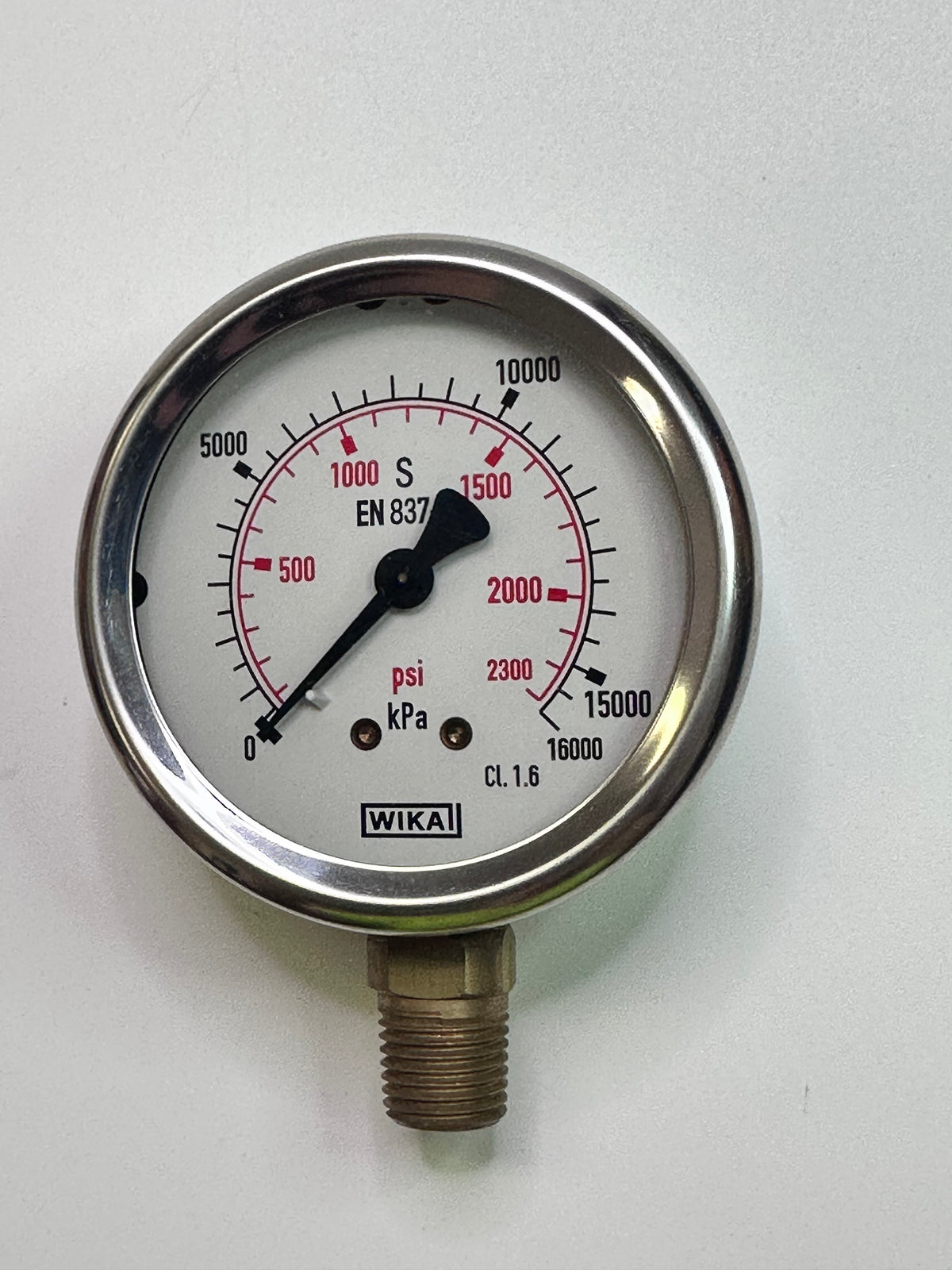 WIKA 213.53.063 Glycerin-Filled Pressure Gauge, 0–16000kPa — 63mm