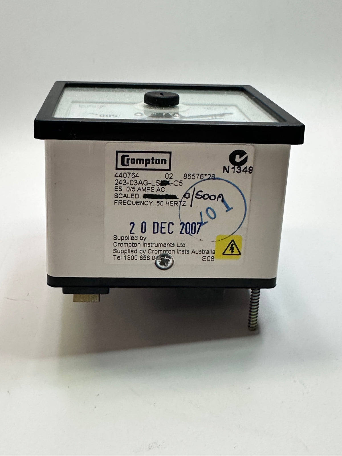 Crompton E243-03AG-LS-C5 Long-Scale Panel Meter — Range to Confirm